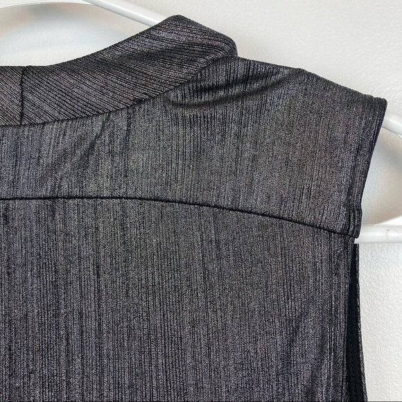 DREW Draped Neck Metallic Gray Sleeveless Top - Picture 9 of 12